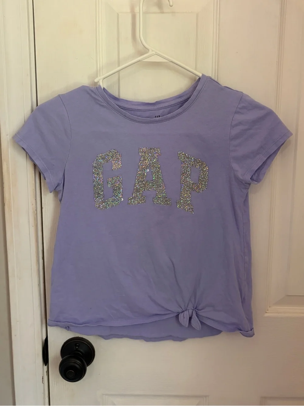 GAP Kids Sequined Logo Tie Front Short Sleeve Tee